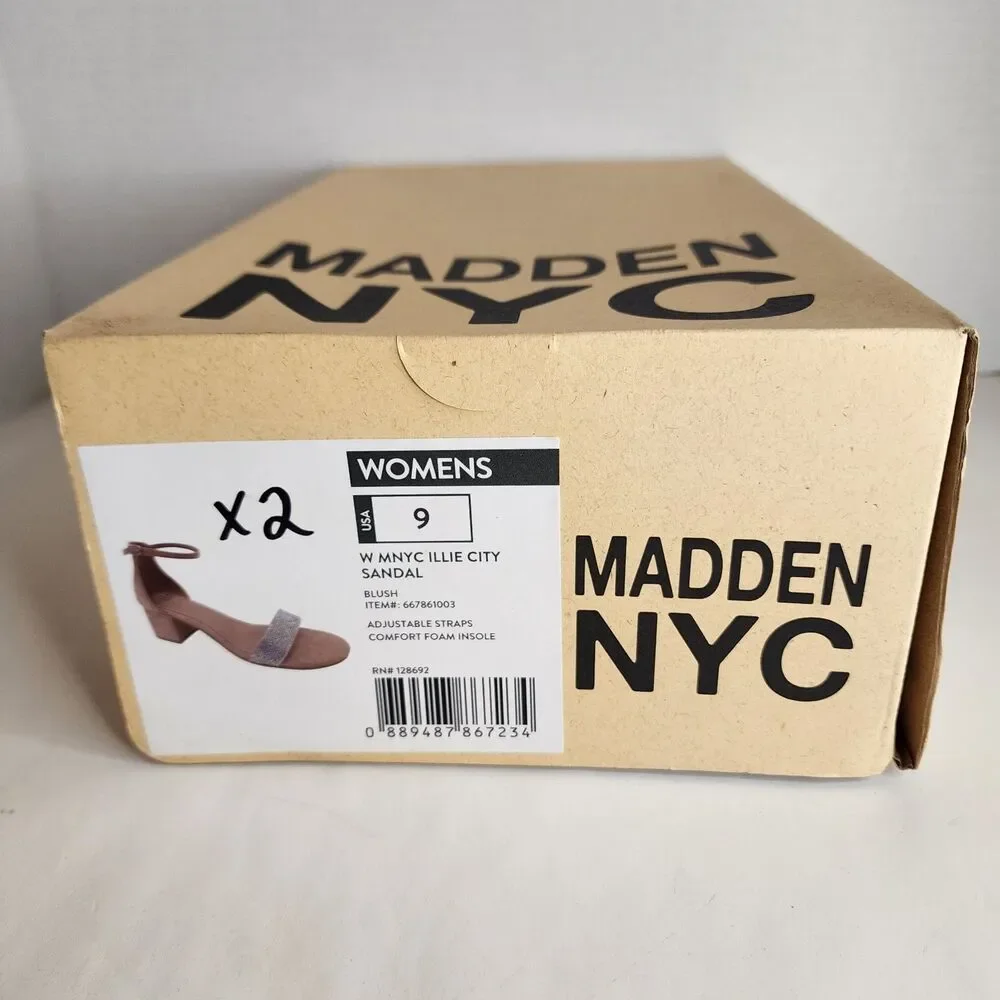 NIB Madden NYC Women's SIZE 9 Blush Illie City Rhinestone Bling Strappy Sandals